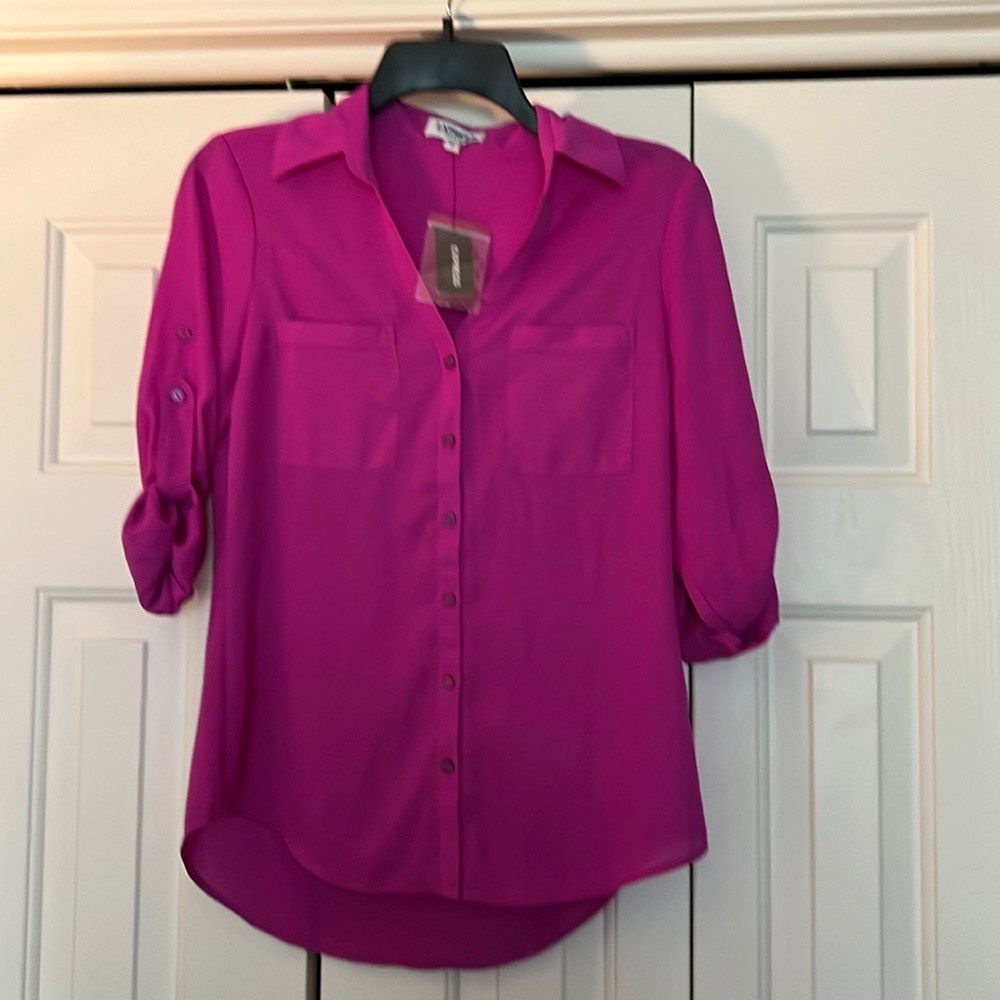 Express purple long sleeve blouse